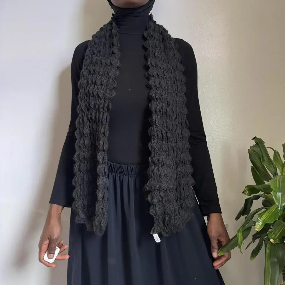 Chunky knit boho‎ grunge black Scarf
